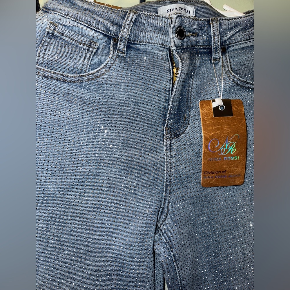 Boutique Rhinestone Embellished Jeans - Picture 13 of 14